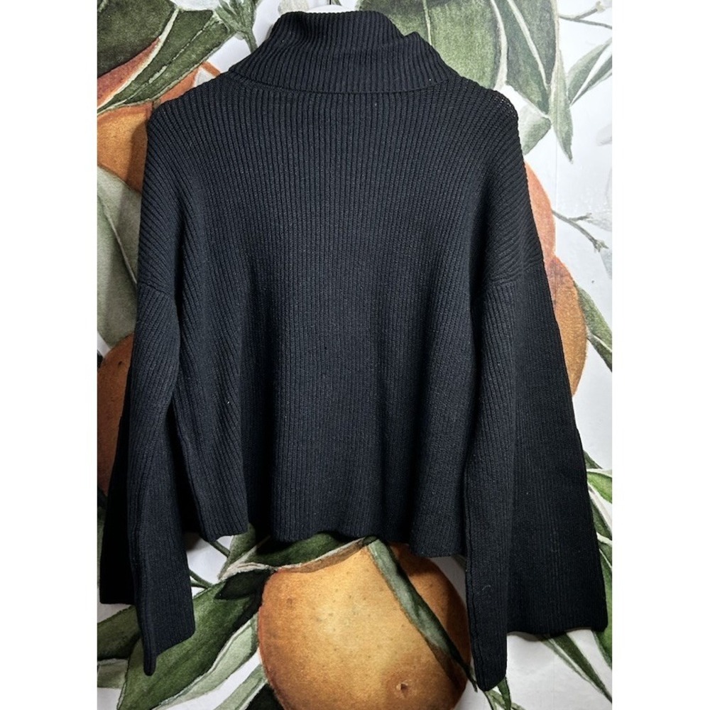Lulus Size XS Fireside Chats Turtleneck Wide Sleeve Black Pullover Sweater NWT - Picture 7 of 7